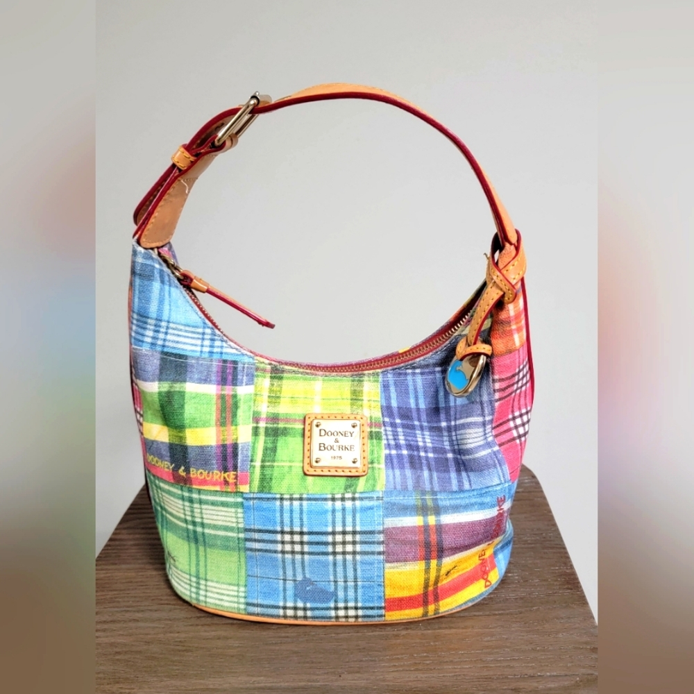 Dooney & Bourke Madras Plaid Ant Picnic Mini Bucket Hand Bag